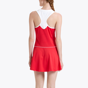 Women's Red Color Block Sleeveless <b>Tennis</b> <b>Dress</b> Round Neck Summer Athletic Wear - Product Image 2