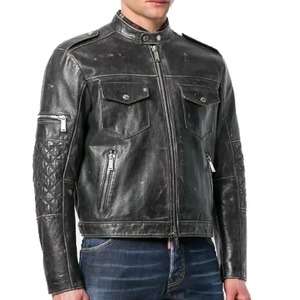 Veste en cuir véritable pour homme pour l'hiver, tissu tissé personnalisé, veste en cuir décontractée pour homme - Product Image 3