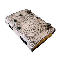 Carnet d'adresses vintage en cuir imprimé spirale, style Wiccan, avec papier festonné fait main, écologique, idéal pour les voyages et comme cadeau.