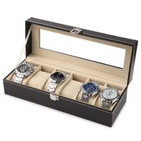 Boîte à montre en carton réutilisable haut de gamme avec logo personnalisé imprimé en relief, finition bronzée, revêtement UV, doublure en éponge, étuis cadeaux portables pour hommes