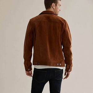 Men's Brown <b>Suede</b> Shirt <b>Jacket</b> Casual Turn-down Collar Regular Fit Autumn Wear Solid Color Button Closure - Product Image 3