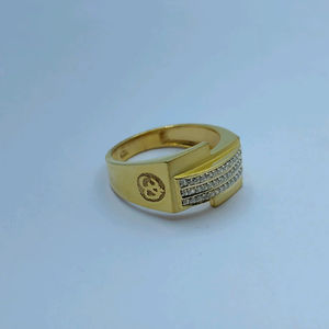 Elegant 22K Gold <b>Mens</b> <b>Ring</b> with Triple Diamond Strip Design Classic Designer Finger <b>Ring</b> Luxury Jewellery <b>for</b> Daily Wear - Product Image 1
