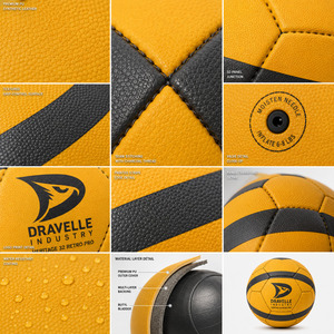 Custom Logo Premium 32 Panel <b>Hand</b> <b>Stitched</b> Soccer Ball Vintage Retro Marigold Charcoal PU Leather Football for Match Training - Product Image 5