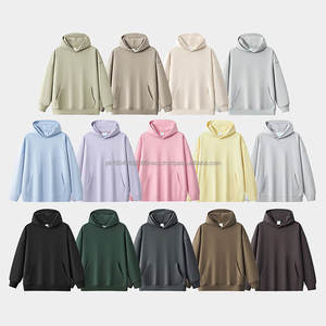 Poids lourd 400GSM hommes français éponge pull à capuche Offre Spéciale 100% coton uni teint Logo personnalisé automne - Product Image 2