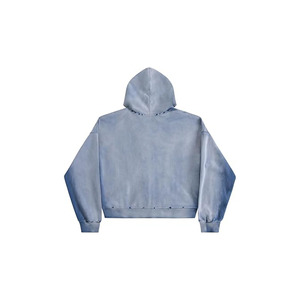 Sudadera con capucha unisex estilo vintage con efecto acid wash, corte holgado, con cremallera y bolsillos. - Product Image 4