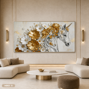 Cuadro de Caballos Galopantes con Espejo HALO, Pintura de Alta Calidad, Arte de Pared con Marco, Decoración Oriental, Origen Vietnam - Product Image 6
