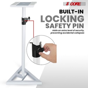 5 Core <b>Speaker</b> <b>Stand</b> 2Pc Heavy Duty Adjustable Telescoping Height 59.5" Triangle Base 100Lb Capacity - Product Image 4