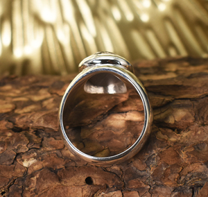 Anillo de piedra lunar negra con engaste de bisel, anillo de plata de ley 925 maciza para hombre - Product Image 5