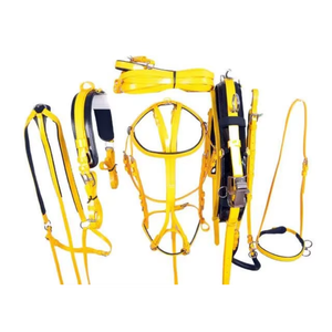 Yellow <b>Black</b> Horse <b>Harness</b> Set Leather Synthetic PVC Equestrian Tack Driving <b>Harness</b> Durable Horse Riding Equipment for Retailer - Product Image 1