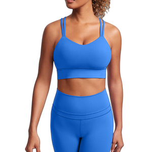 Ensemble deux pièces de sport pour femme, personnalisable, avec soutien-gorge de sport à dos croisé et leggings taille haute, pour le yoga, fournisseur - Product Image 1