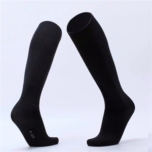 Chaussettes hautes respirantes noires unies en tricot, style classique, pour le cyclisme, les adultes, l'été, le football, chaussettes longues pour hommes - Product Image 2