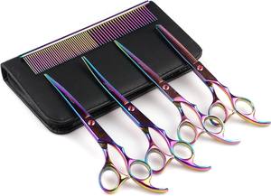 Juego de Tijeras Profesionales para Peluquería Canina de 8 Pulgadas, Acero Inoxidable Japonés 440C, Borde Semi-Convexo, 28 Dientes, Tensión Ajustable - Product Image 4