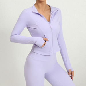Nueva Chaqueta de Yoga de 10 Colores, Ropa Deportiva, Chaqueta con Cierre y Logotipo Personalizado para Mujer, Chaqueta Deportiva de Manga Larga para Correr, Cortavientos - Product Image 1