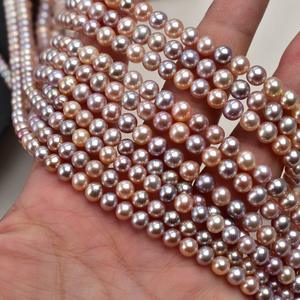 ลูกปัดน้ำจืดทรงกลมหลากสีธรรมชาติ 5-6 มม. สีลูกกวาด ใกล้เคียงมุก สำหรับงาน DIY เครื่องประดับ ลูกปัดแบบหลวม - Product Image 4