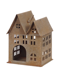 Moderno hecho a mano de hierro/madera pequeña casa de pájaros de mesa al aire libre interior de Navidad decorativo Mini hogar - Product Image 6