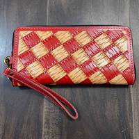 Nouvel Arrivage – Pochette de Luxe en Cuir Véritable à Motif Damier, Fermeture Éclair, Portefeuille de Poignet, Porte-Cartes de Crédit ATM – Vente Flash