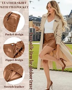 Minifalda de Cuero Personalizada para Mujer, Cintura Alta, Corte Ajustado, con Cierre, Fabricante OEM ODM, Venta al Por Mayor Directa de Fábrica, Pedidos al Por Mayor - Product Image 5