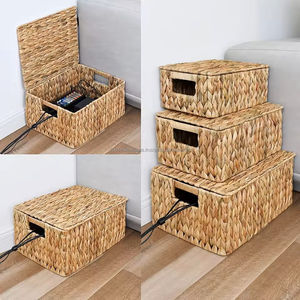 Dernière collection de paniers de rangement en jacinthe d'eau tissés à la main, produits bon marché pour un usage quotidien, emballage en boîte pour achat en gros - Product Image 2