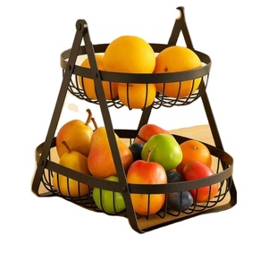 Cesta de frutas rectangular de metal de 2 niveles, soporte de almacenamiento de frutas para escritorio, cesta de frutas para organizar la cocina, precio razonable - Product Image 1