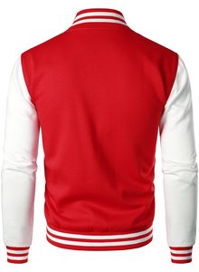 Veste de baseball jRed White Lettermen pour hommes, couleur unie, fermeture à boutons, vente en gros, personnalisez votre propre design - Product Image 3