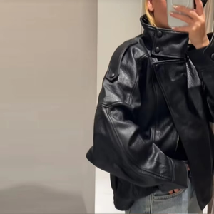 เสื้อแจ็คเก็ตผ้าฟลีซ/ซอฟต์เชลล์มีสไตล์ คอตั้ง ทรงหลวม แขนยาว เสื้อโค้ทเท่ห์ๆ สบายๆ ชิคๆ ใช้งานได้หลากหลาย เสื้อคลุมกันหนาวผ้าฝ้ายแบบใหม่ - Product Image 5