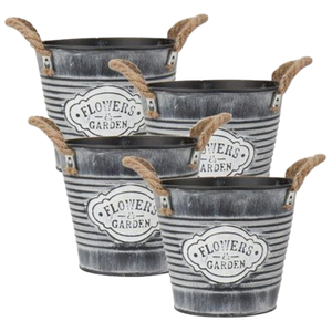 Jardinières en métal faites à la main, pots à fleurs en zinc avec plateau, usage multifonctionnel, pots en zinc peints à la main, intérieur/extérieur - Product Image 6