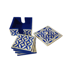 Bone Inlay <b>Coaster</b> Rectangle <b>Coaster</b> <b>Set</b> With Holder Modern Geometric Pattern Reusable Table Cups Mats - Product Image 4