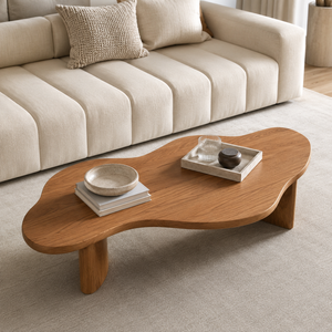Freeform Wooden Coffee <b>Table</b> with Curved Organic Shape Low Center <b>Table</b> for Modern <b>Sofa</b> Lounge Furniture Supply - Product Image 4