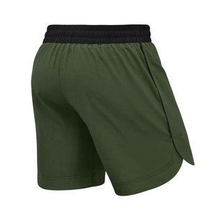 Shorts de sport pour homme vert olive à séchage rapide / Taille élastique mi-haute en tissu tricoté couleur unie style décontracté longueur courte - Product Image 1