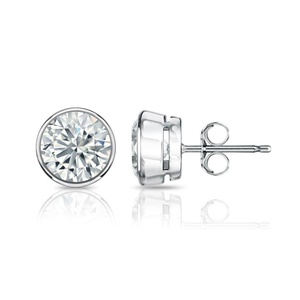 Boucles d'oreilles clous en diamant, or massif 14k 18k, serti clos, rond, diamant de laboratoire, fermoir poussoir, pour usage quotidien, élégantes, classiques, fabrication de bijoux fins - Product Image 1