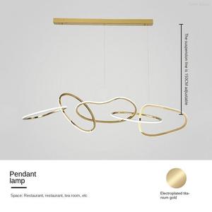 Lámparas Colgantes Modernas de Acero Inoxidable Doradas, Anillos Circulares Múltiples, Lámparas Colgantes para Comedor de Restaurante, Luces LED Atenuables para Hotel - Product Image 2