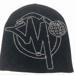 Gorro de Punto Personalizado con Brillantina y Pedrería, Gorro de Punto con Decoración de Piedras Brillantes a la Moda - Product Image 4