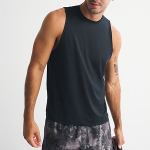 Débardeur noir sans manches pour homme, col rond, couleur unie, respirant, tricoté, décontracté, pour la salle de sport, la remise en forme et l'entraînement - Product Image 2