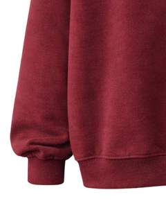 Sudadera Oversize para Mujer Color Granate con Estampado Floral de Mariposas, Cuello Alto Simulado, Suave Felpa, Informal, de Moda para Invierno - Product Image 5