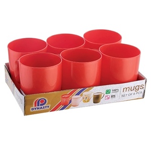 FIFTY FIFTY <b>Plastic</b> Coffee Mug 6-Piece Pack with Tray - Product Image 3