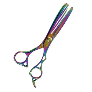 Ciseaux professionnels pour la retouche des cheveux, multicolores avec vis dorée, en acier inoxydable, ciseaux de barbier pour la retouche des cheveux, poignée confortable - Product Image 4