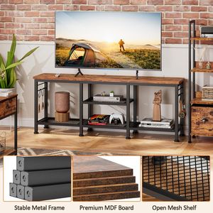 Meuble TV pour téléviseurs jusqu'à 55 pouces, centre de divertissement moderne avec étagères ouvertes - Product Image 3