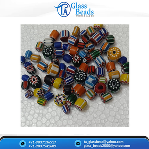 Perles en verre Chevron vert et rouge en gros, perles africaines ovales faites à la main, perles intercalaires lâches pour la fabrication de bijoux - Product Image 5
