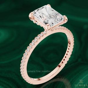 Anillo de Compromiso de Lujo con Diamante Cultivado en Laboratorio de Corte Radiante de 2.00CT, Oro Rosa de 9KT, 10KT, 14KT, 18KT, Certificado IGI, Anillo de Boda para Mujer - Product Image 3