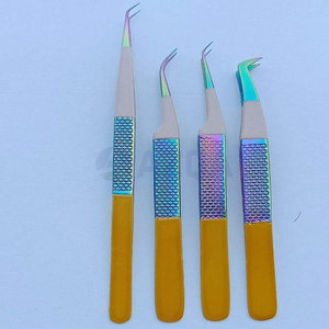 Pince à épiler professionnelle pour cils et sourcils en acier inoxydable avec revêtement en poudre colorée, fabriquée au Pakistan - Product Image 3