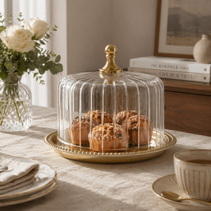 Soportes Clásicos de Metal para Tartas con Cubierta de Cristal, Soporte Redondo de la Mejor Calidad para Exhibición de Postres, Suministros para Tartas de Cumpleaños y Bodas - Product Image 1