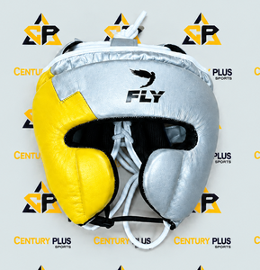 ชุดอุปกรณ์ชกมวย Fly หนังแท้ ระบายอากาศได้ดี ทนทาน สีเหลืองและสีเงิน รุ่นใหม่เอี่ยม พร้อมอุปกรณ์ป้องกันศีรษะและอวัยวะเพศชาย - Product Image 4