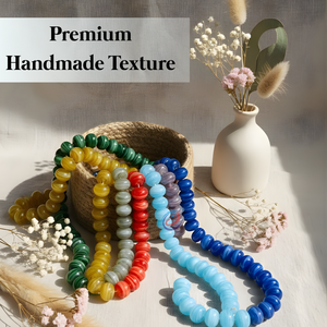 Cuentas Sueltas de Vidrio Estilo Murano con Rayas Multicolores |   Cuentas espaciadoras redondas hechas a mano de 12x16mm para hacer pulseras y manualidades - Product Image 5