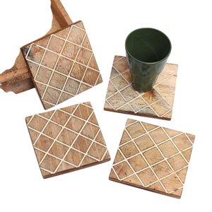 Posavasos de madera artesanales al por mayor, ecológicos, cuadrados, de madera de mango con incrustaciones de resina, para decoración del hogar y restaurantes. - Product Image 2