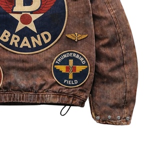 Chaqueta de Mezclilla Vintage para Hombre 2026, con Parches Bordados, Cierre de Cremallera, Estilo Motero, para Invierno - Product Image 5