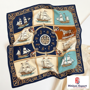 ผ้าพันคอแฟชั่นดีไซน์ทันสมัย พิมพ์ลายสวยงาม ผ้าคลุมศีรษะแบบฮิญาบ ผ้าพันคอไหมเนื้อนุ่ม ผ้าพันคอสี่เหลี่ยม คอลเลคชั่นขายส่ง - Product Image 4