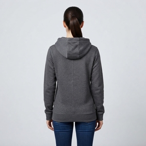 Sudadera con capucha y cremallera para mujer, color gris oscuro, de forro polar, manga larga, con estampado gráfico y bolsillo canguro, personalizada - Product Image 2