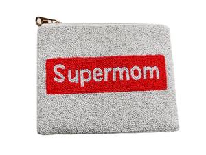 Joyería de declaración bordado con cuentas Golden QUEEN Mini bolsa con cremallera con toque de Moda y artesanía de cuentas de semillas de la India - Product Image 3