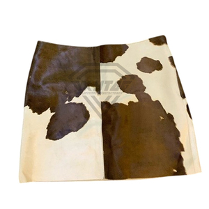 Mini-jupe en cuir de vachette véritable pour femme, marron et blanc, imprimé animal, taille haute, style streetwear, vêtements personnalisés, vente en gros - Product Image 4