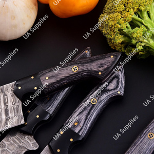 Juego de Cuchillos de Chef Profesionales de Acero de Damasco, Forjados a Mano, 5 Piezas, Ligeros, Duraderos, Afilados como una Navaja, Ambidiestros, con Funda de Cuero - Product Image 6
